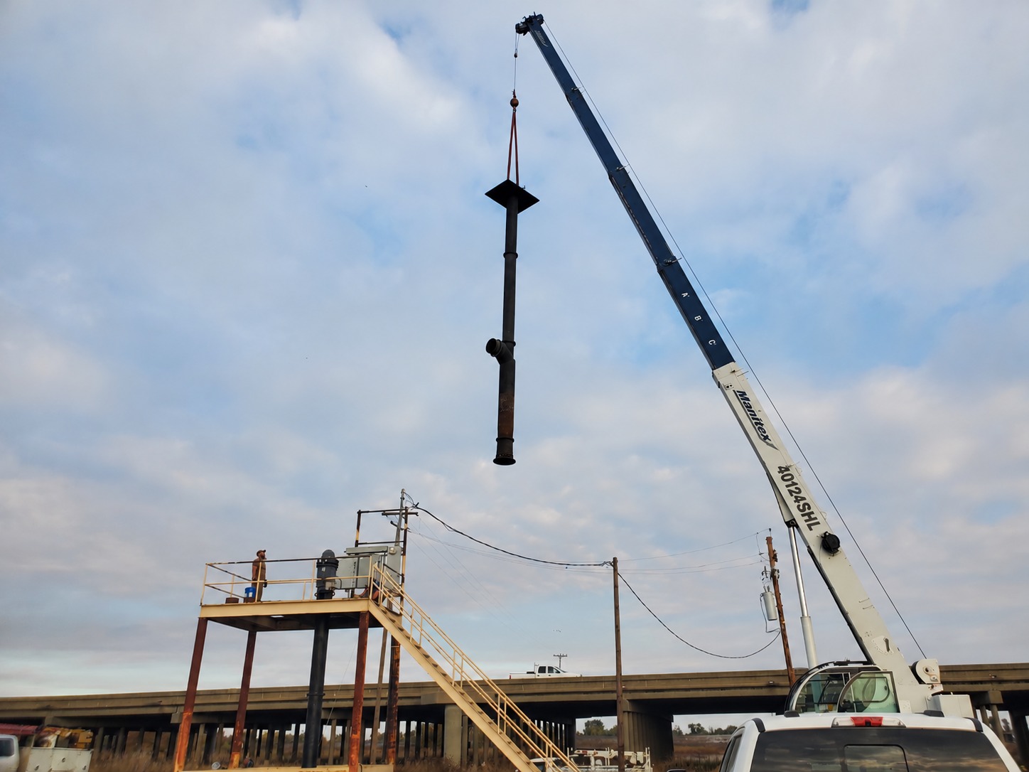 Pump removal by crane